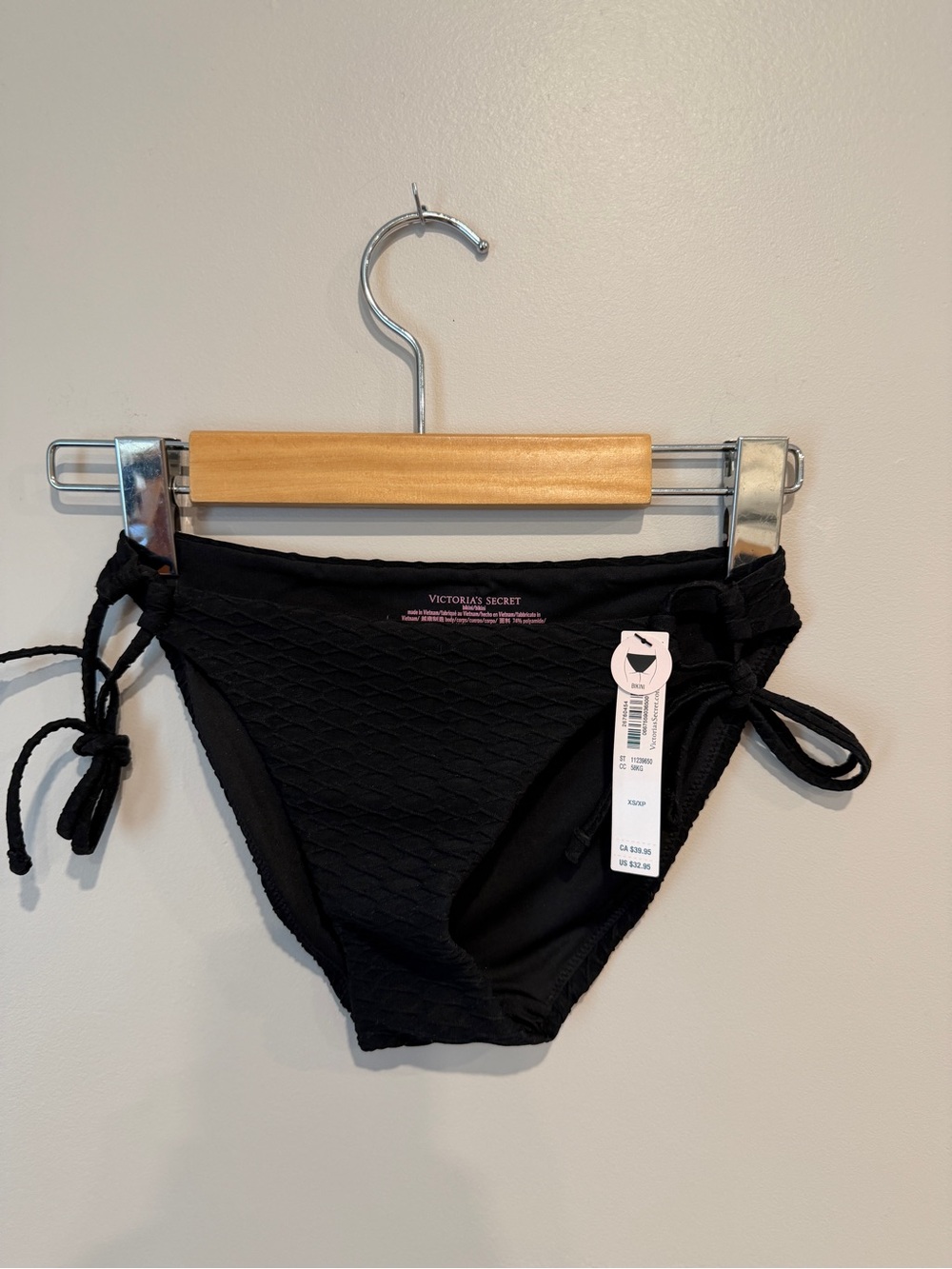 NWT Victoria's Secret Mix Match Side-Tie Bikini Bottom Black XS